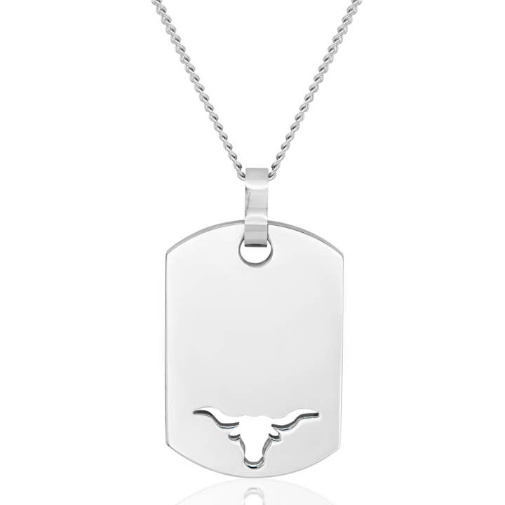 Collier Découpé en Acier Inoxydable Texas Longhorn Hommes Femmes pour la vente par Joyful Sentiments