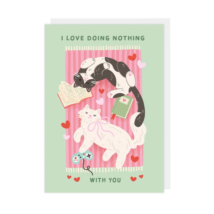 I Love Doing Nothing With You - Cat Valentine's Day Card for wholesale by Hopscotch Paper Co.