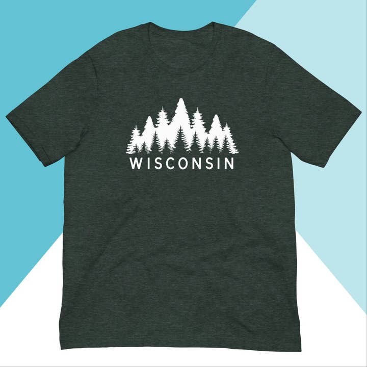 Camiseta Unisex Bosque de Pinos de Wisconsin para venta al por mayor de North Owl Apparel