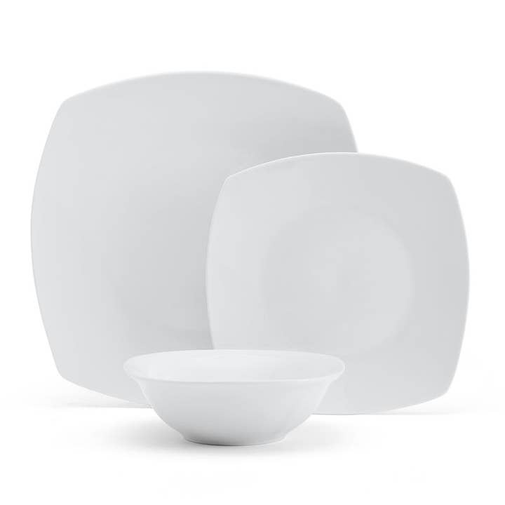 Fitz and Floyd® Mikasa® Pfaltzgraff® - Wholesale Dinnerware Set - Studio Nova Tara Wht 12PC DW Set Brown Bx Pkg