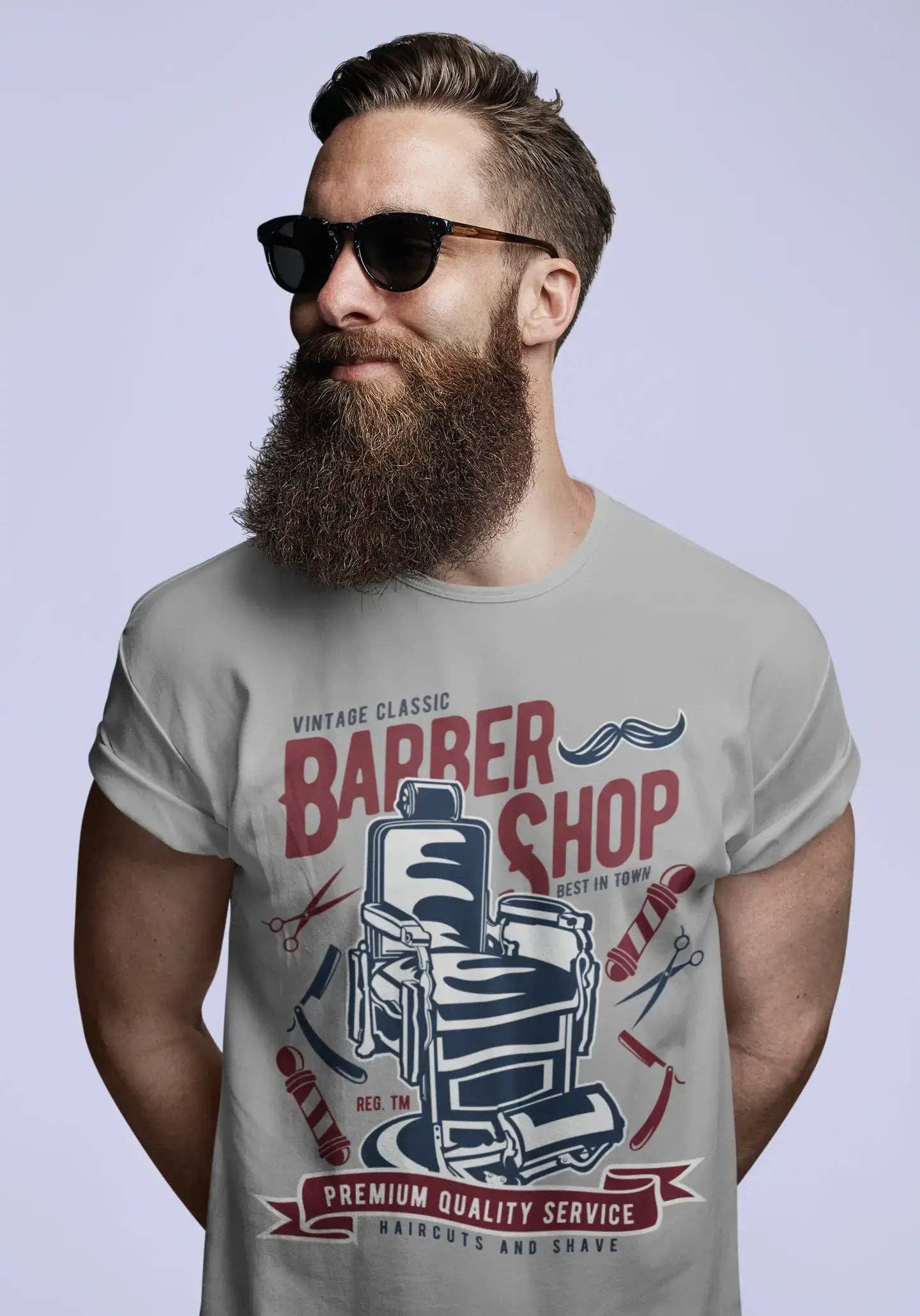 Grijze mergel ULTRABASIC heren T-shirt met vintage barber shop ontwerp - casual shirt voor groothandel op Faire1