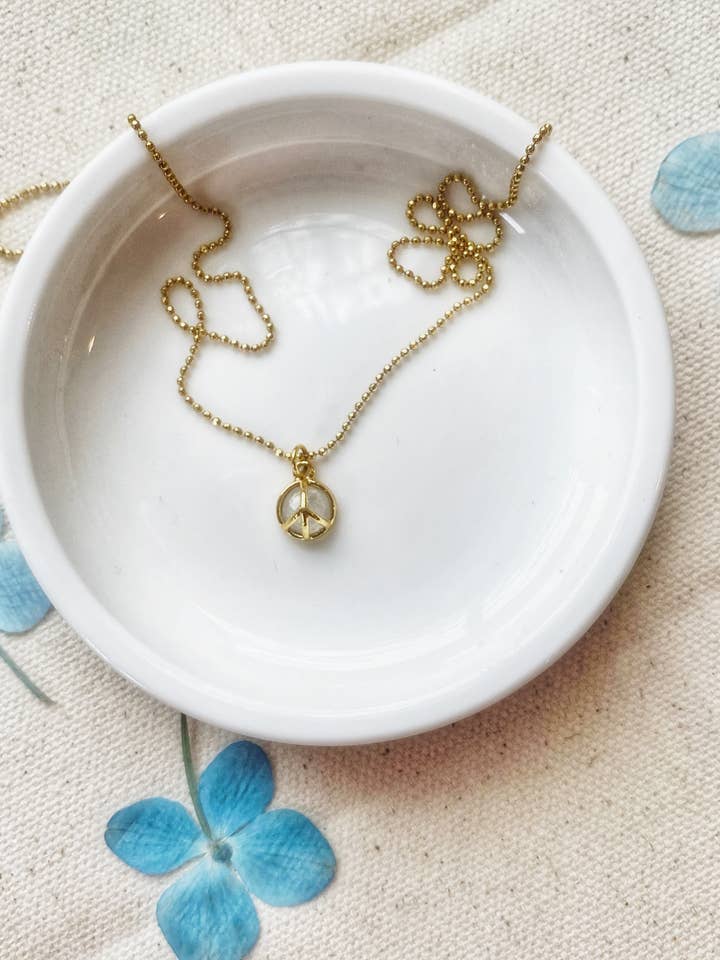 Moonstone Mini Peace Chain Necklace for wholesale by Love & Nova