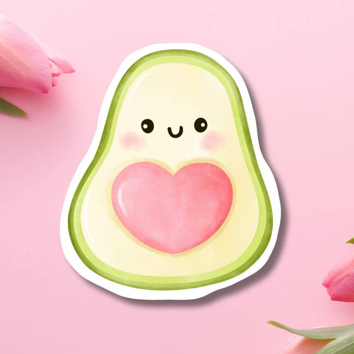 Avocado Love Vinyl Sticker for wholesale by Hikaru Tara Art Arst & Craft Gift Shop