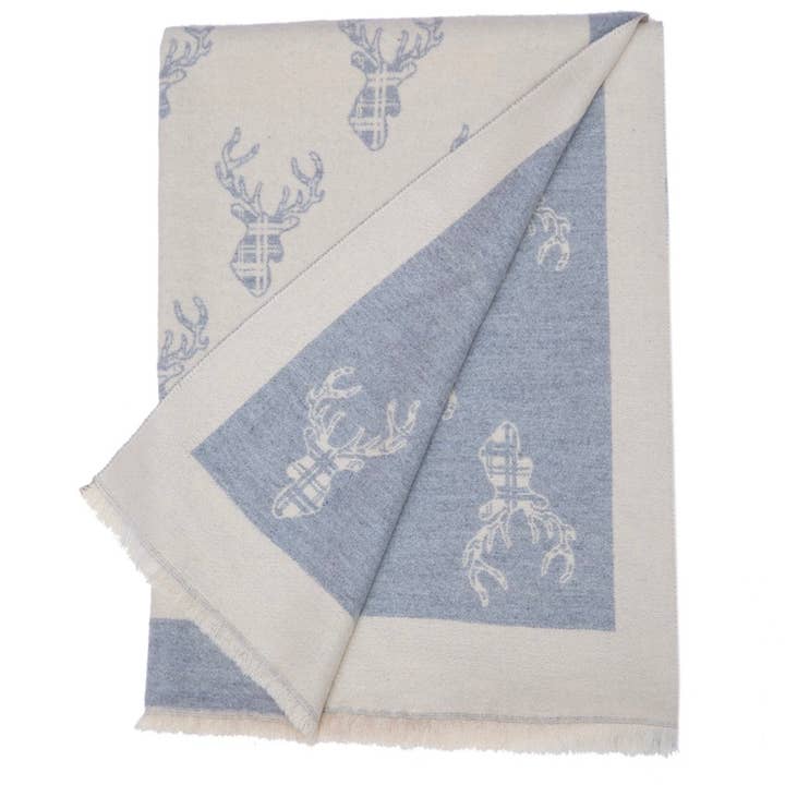 Supersoft Tartan Stag Scarves for wholesale by Alba Wholesale