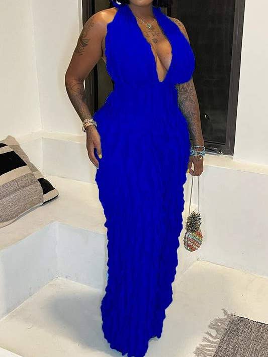 Flarix - Wholesale Jumpsuit - Women's - mesh ruffle halter jumpsuit1