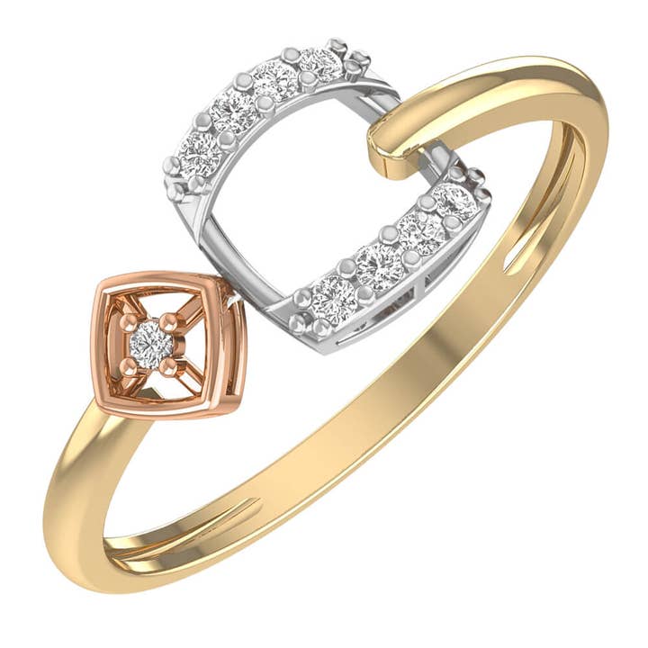 Anel de diamante em ouro tricolor com quadrados por atacado de Doré D’or - 18K Solid Gold Fine Jewelry