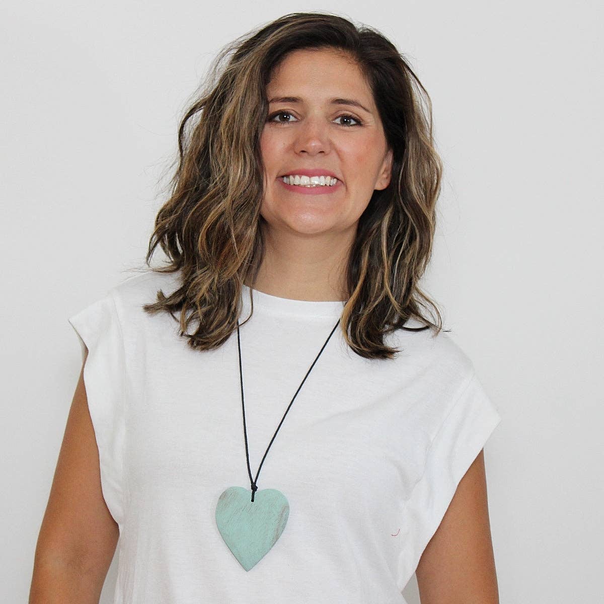 Sylca Designs - Wholesale Pendant/Charm Necklace - Mint Gabi Heart Wood Necklace1