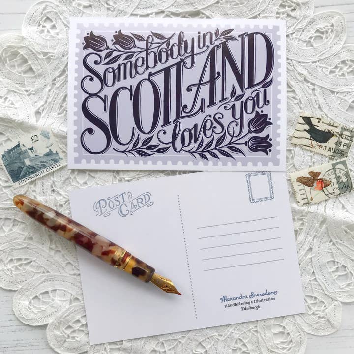 Alexandra Snowdon - Wholesale Postcard - Somebody in Scotland Loves You Postcard