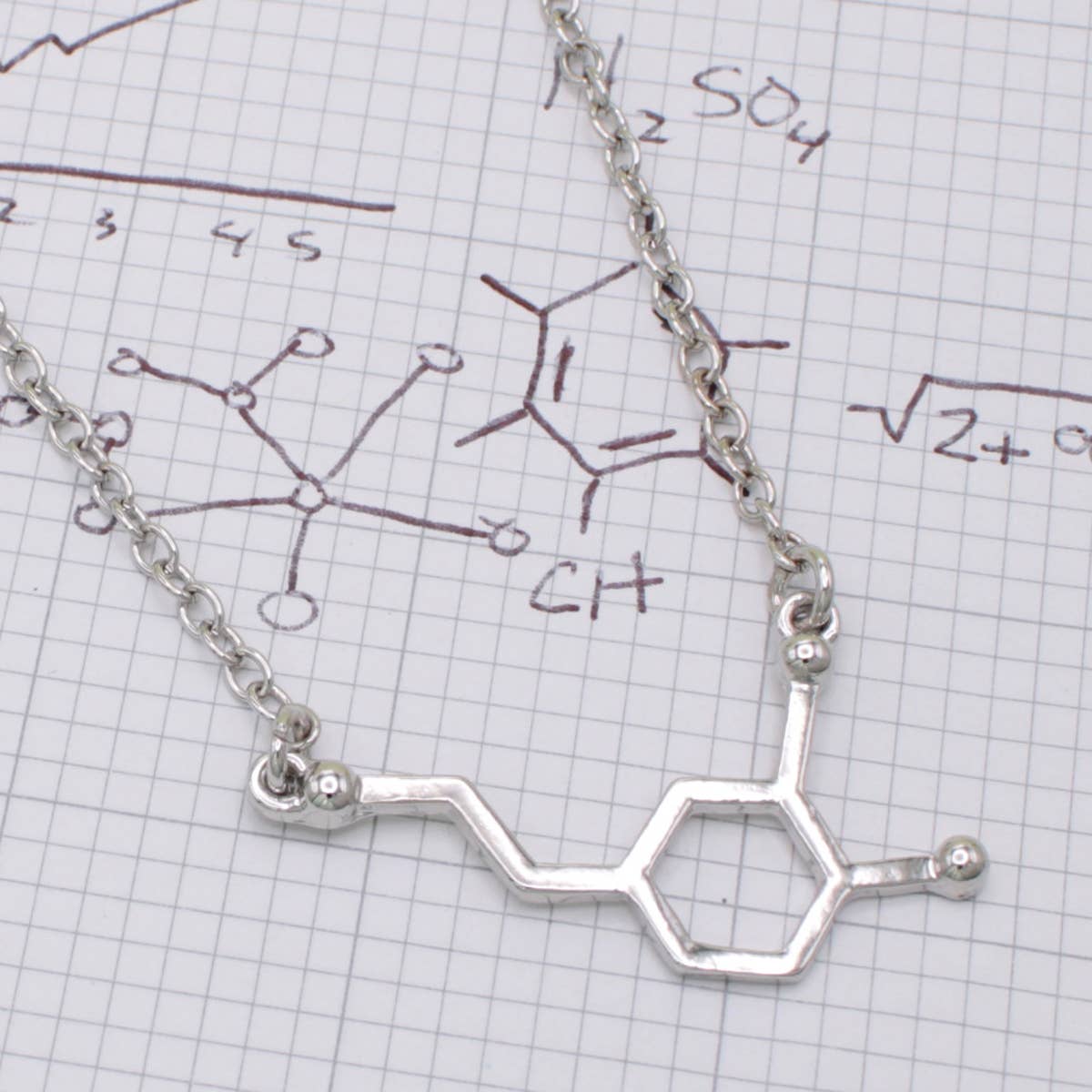 ZAD - Wholesale Pendant/Charm Necklace - Chemical Reactions Dopamine Molecule Necklace5