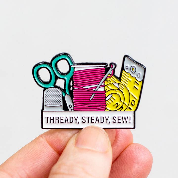 Of Life & Lemons - Wholesale Lapel pin/button - 'Thready, Steady, Sew!' Enamel Pin Badge3
