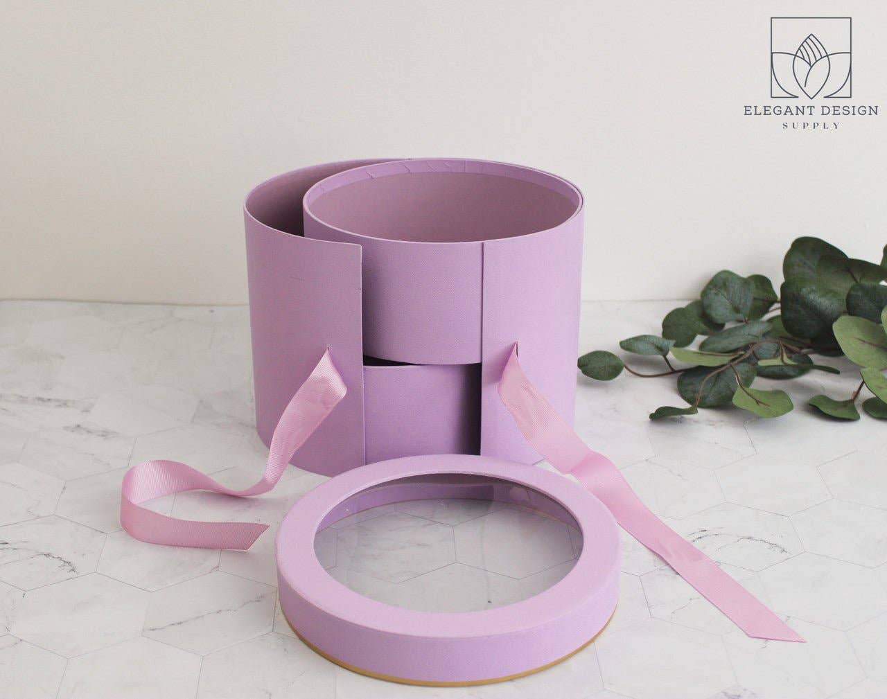 Elegant Design Supply – Engroshandel Gaveæske – To lag rund blomsterkasse med klart låg15