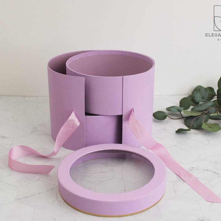 Elegant Design Supply – Engroshandel Gaveæske – To lag rund blomsterkasse med klart låg15