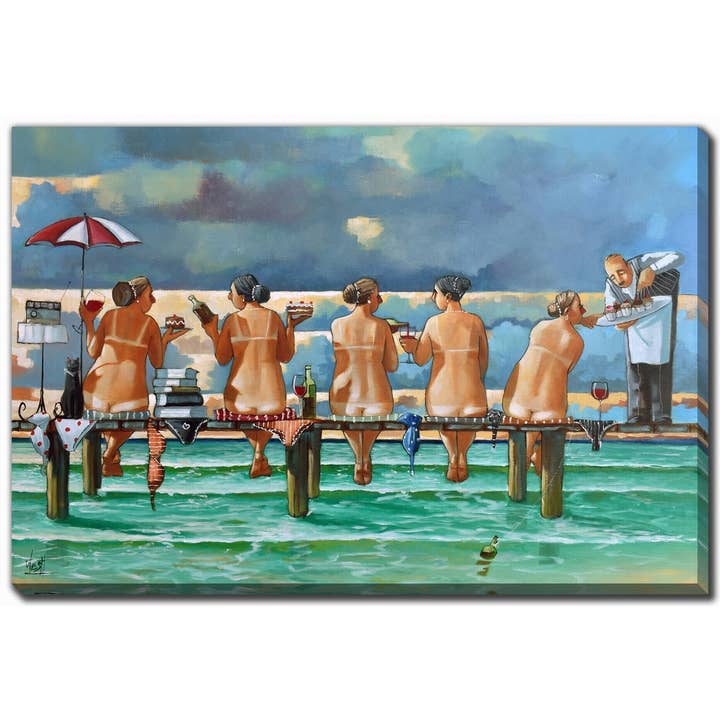 Friends On The Jetty Printed 30x45 Canvas Wall Art for wholesale by Streamline Art