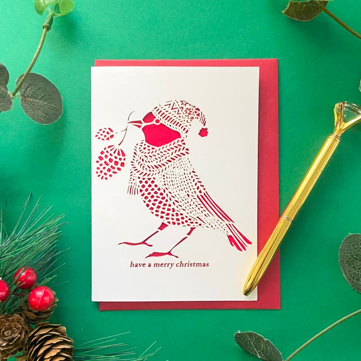 Sød jul robin kort, 3D Glædelig julekort for engroshandel hos Chow's Stories