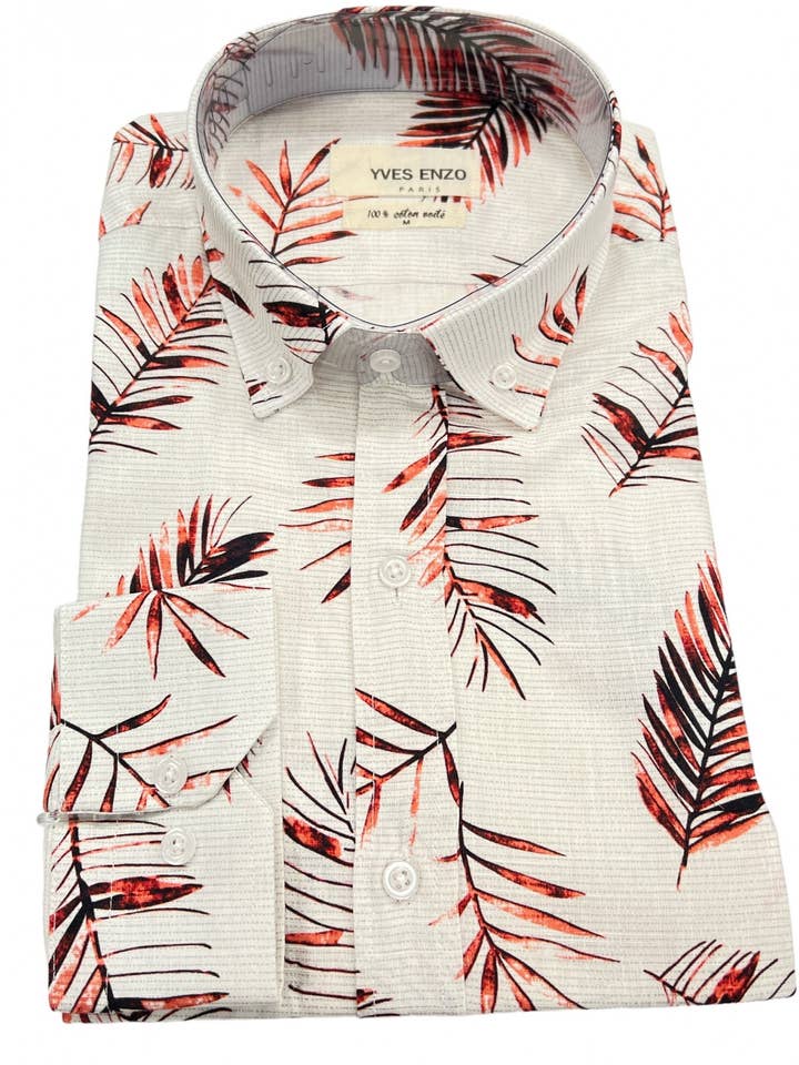 Yves Enzo - Wholesale Button Down Shirt - Men's - Patterned cotton voile shirt VOI-T270
