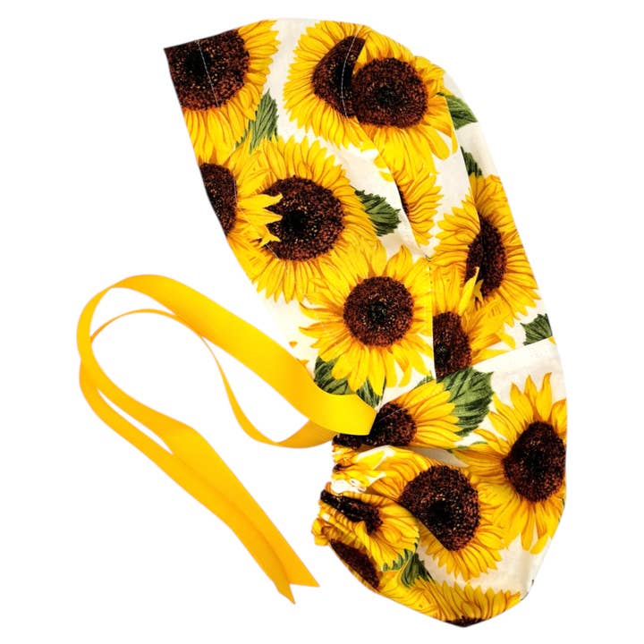 SewingLabPlus - Wholesale Healthcare Uniform - Women's - Summer Sunflower Ponytail Scrub Cap5