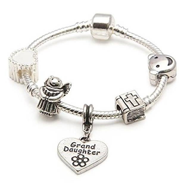 Granddaughter's Silver Plated Charm Bead Bracelet for wholesale by Liberty Charms