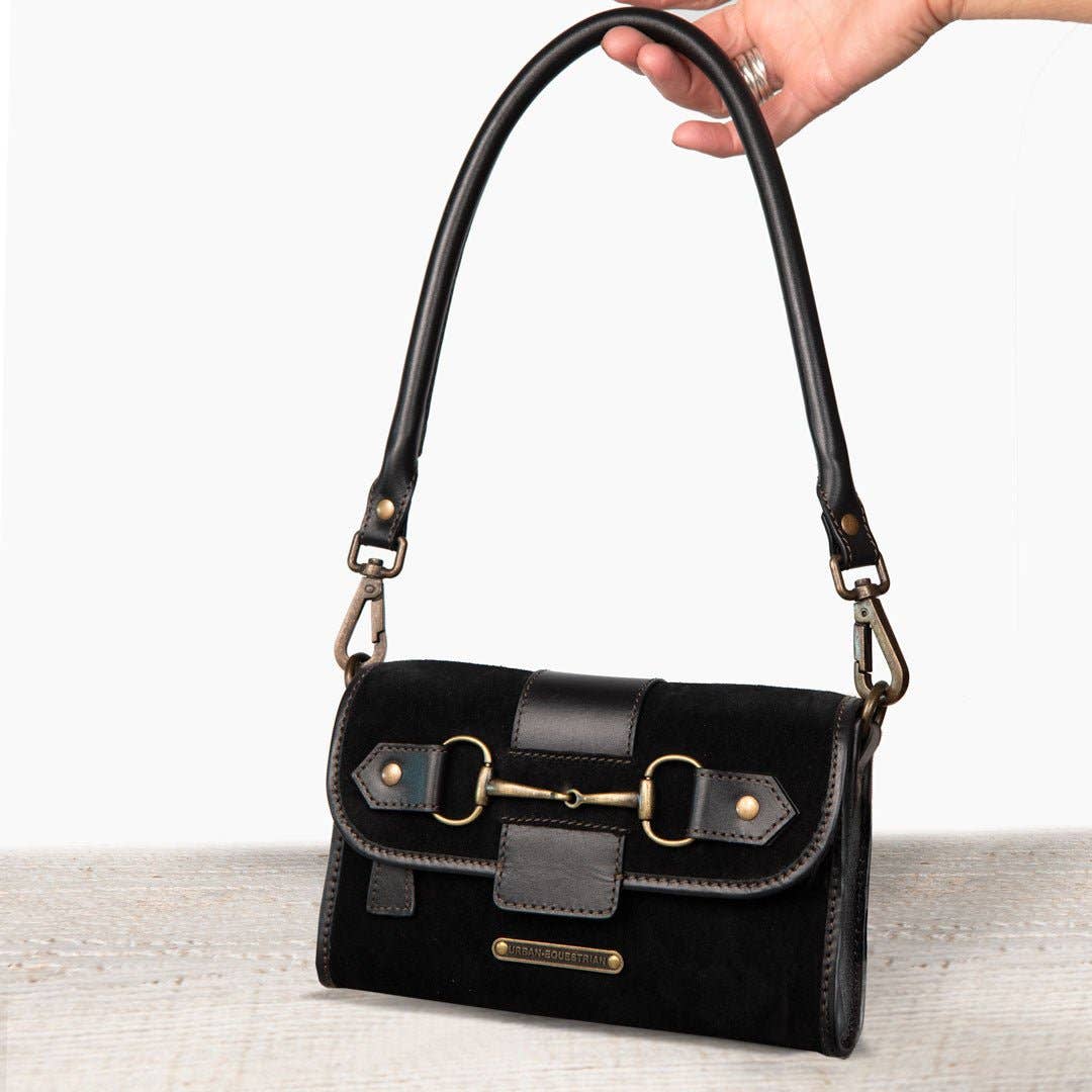 URBAN-EQUESTRIAN - Wholesale Crossbody Bag - Women's - Dalton - Horse Bit Crossbody Luxury Leather Handbag in Black on Black14