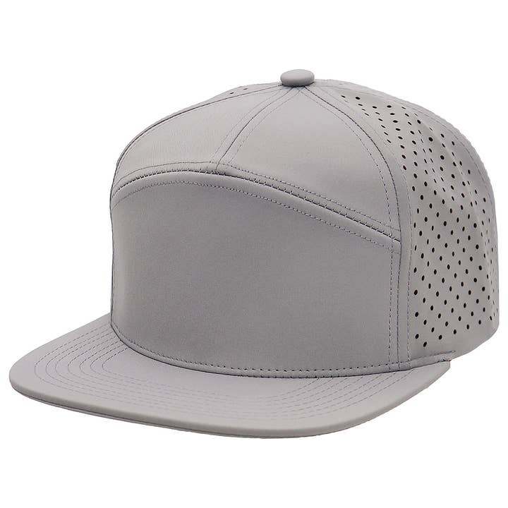 Cap Zone - Wholesale Flat Brim Cap - Unisex - 7 Panel Flat Bill Perforated Snapback4