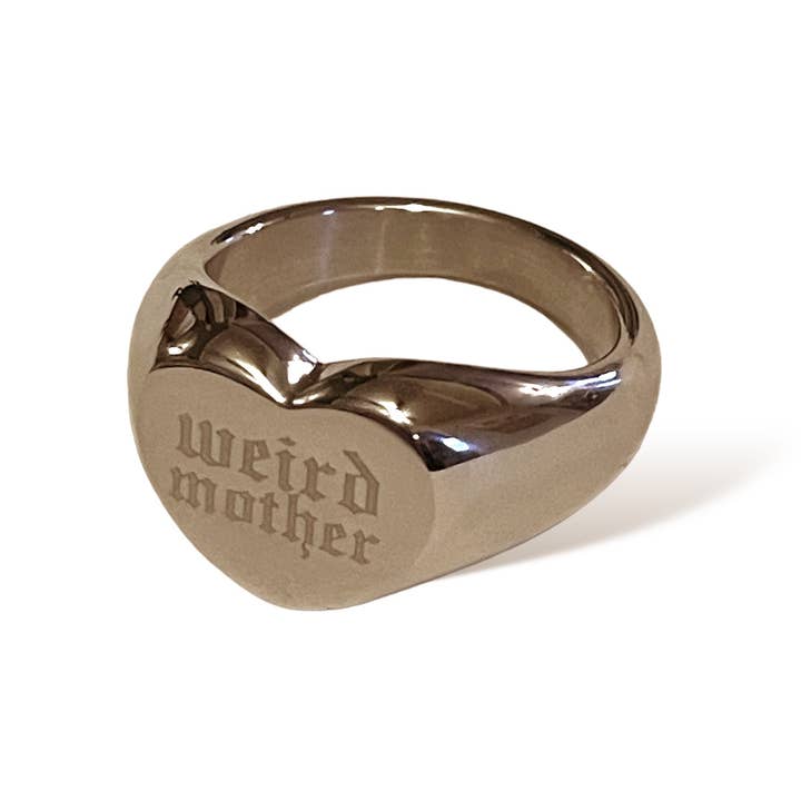 Drawings by Nicole - Wholesale Signet Ring - Weird Mother Stainless Steel or Gold Plated Heart Signet ring Sizes 5-12.1