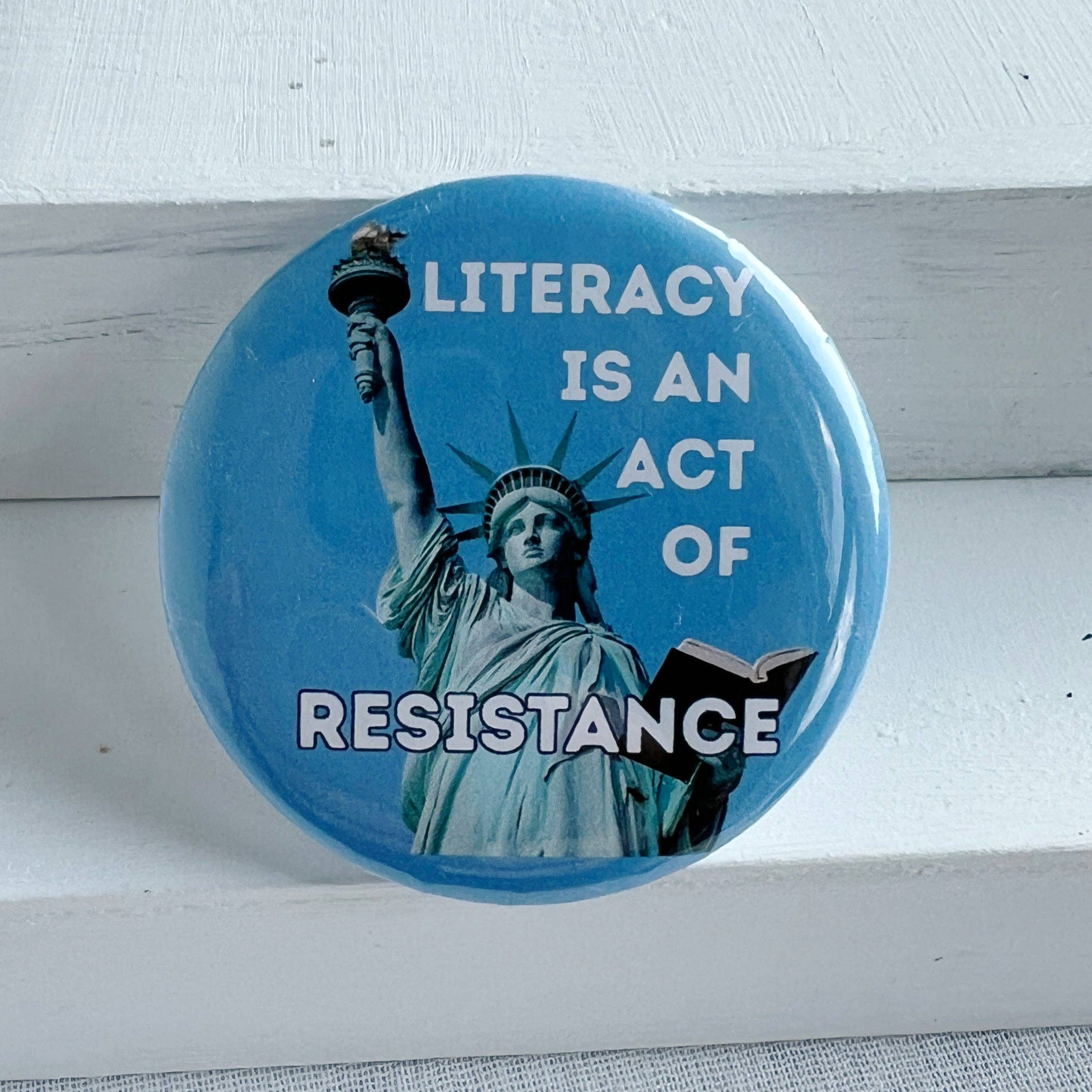 Pretty Clever Words - Wholesale Lapel Pin/Button - Pro-Democracy Pinback Buttons - Literacy is an Act of Resistance1