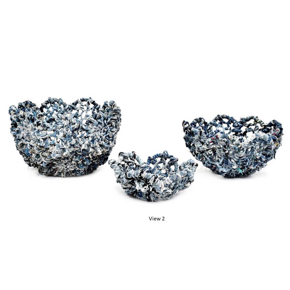 India Handicrafts Inc - Vendita all'ingrosso Cestini - Cestini per fiori in jeans in ferro, set di 31