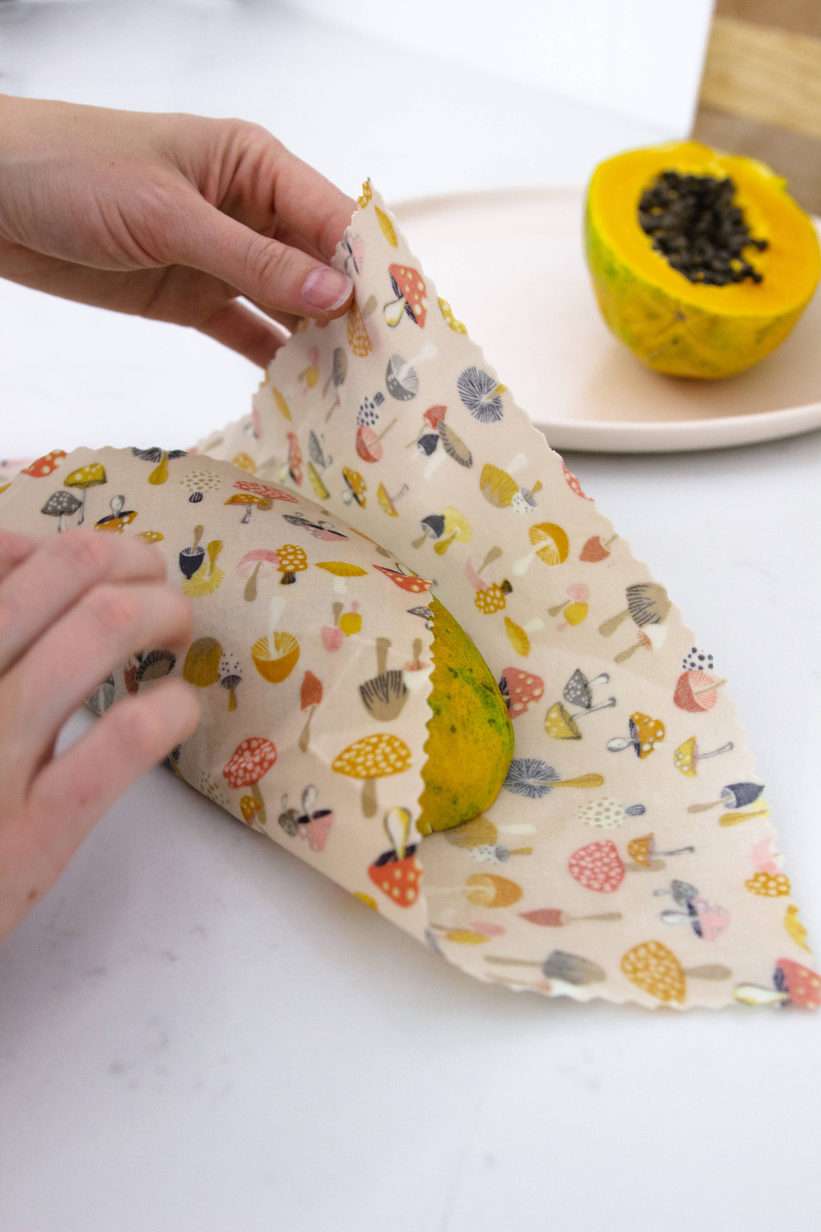 Goldilocks Goods - Wholesale Food Storage Wrap/Bag - Reusable Beeswax Food Wraps: Mushrooms Single Medium1