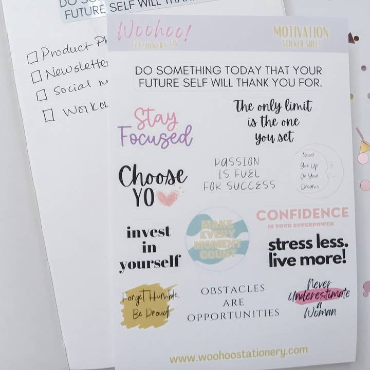 Motivation Journal/Planner Sticker Sheet for wholesale by Woohoo! Stationery