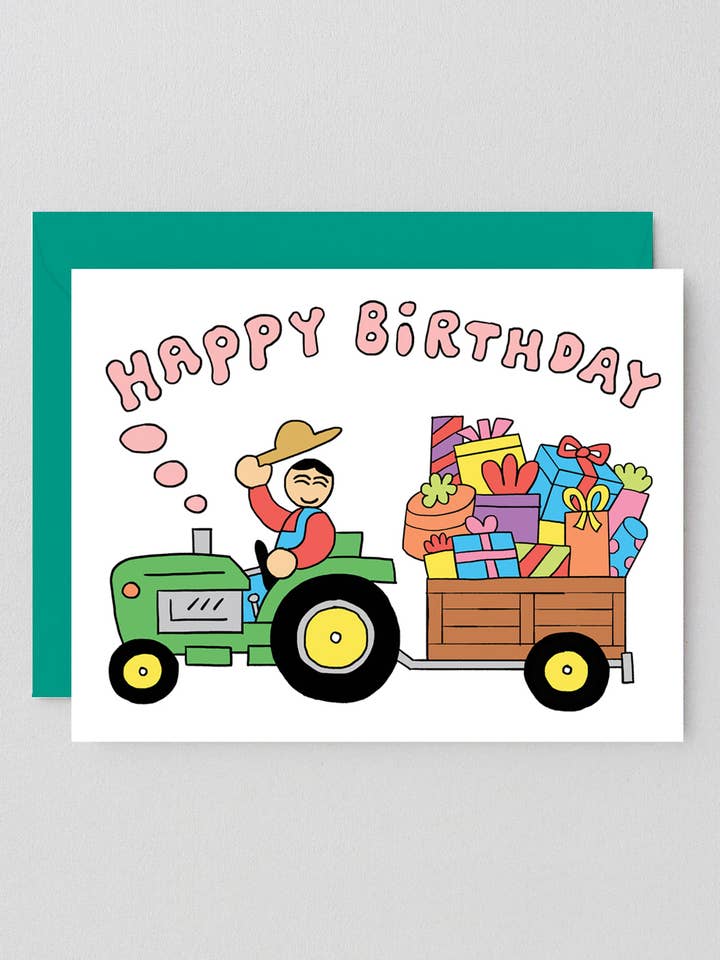 Happy Birthday Tractor Kids Greetings Card for wholesale by Wrap (US duties paid)