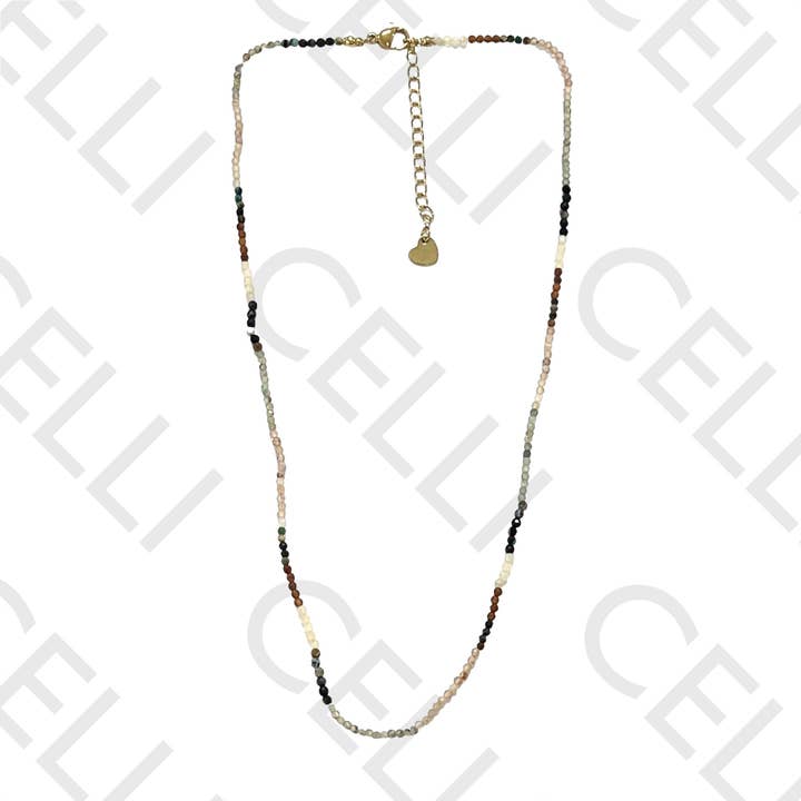 Celli Biju - Wholesale Bib Necklace - Steel Necklace - natural stones 2mm4