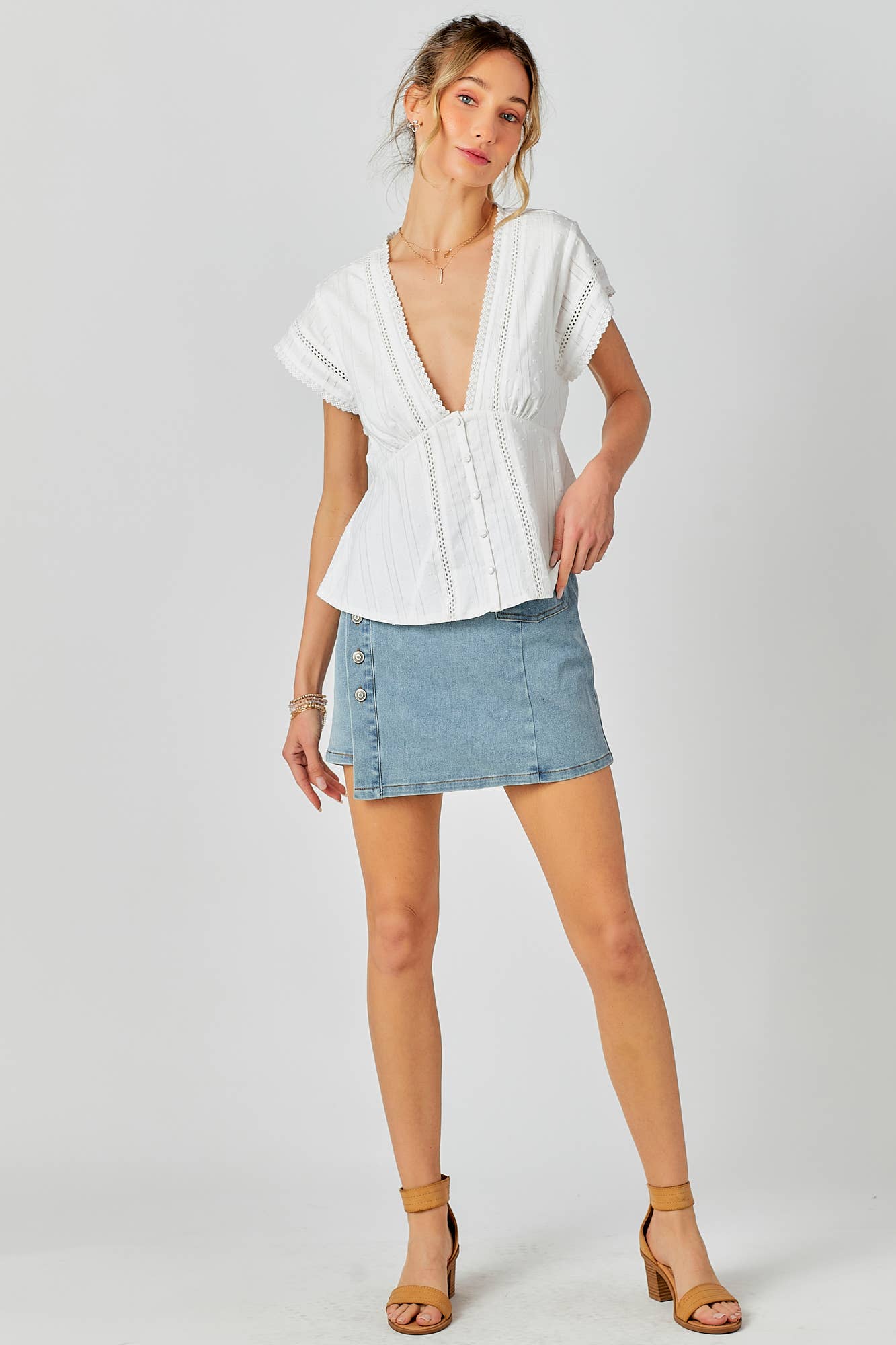 BABY PINK - Wholesale Knit Top - Women's - Lace Combo Peplum Top11