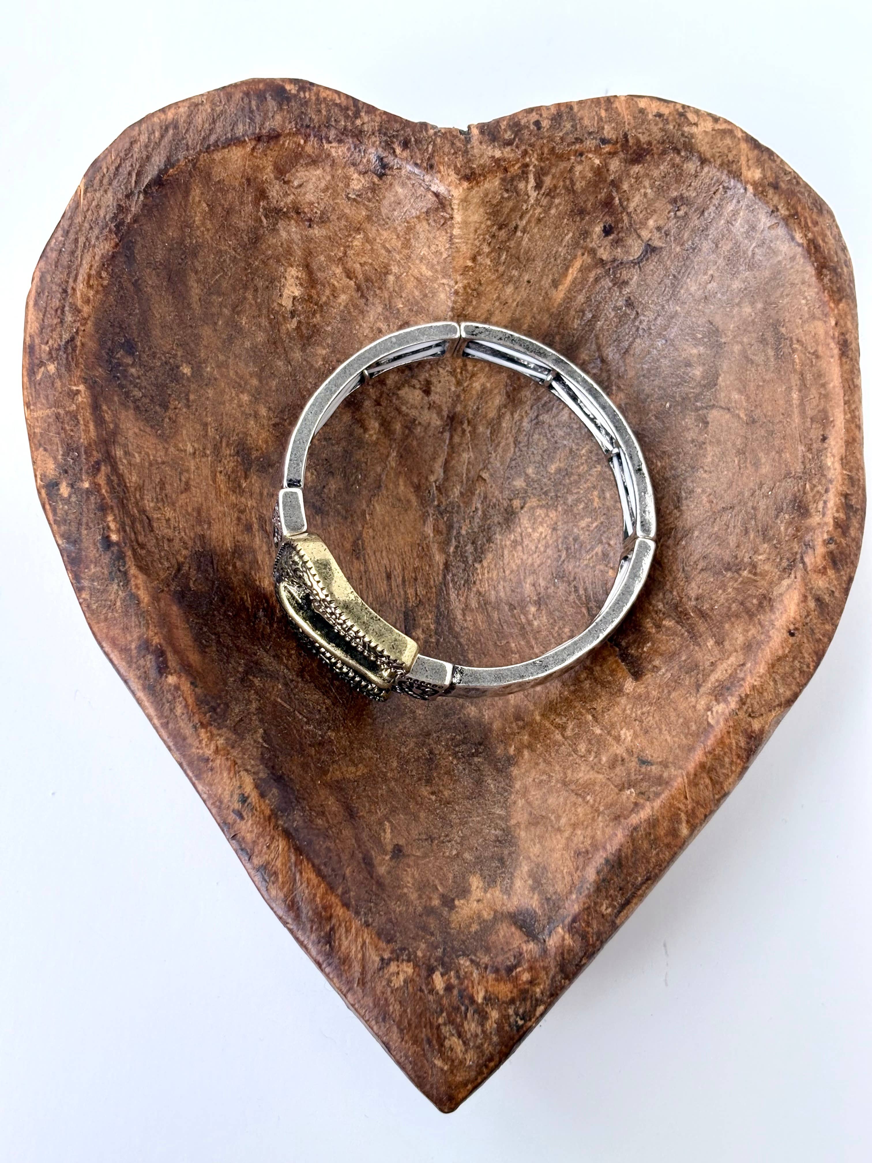 Boho Ranch Shop - Wholesale Bangle Bracelet - Western Belt Buckle Bar Bangle Stretch Bracelet3