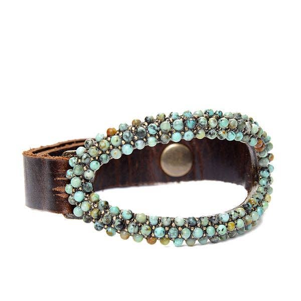 Manchette ovale horizontale ouverte en cuir pour la vente par Rebel Designs Accessories