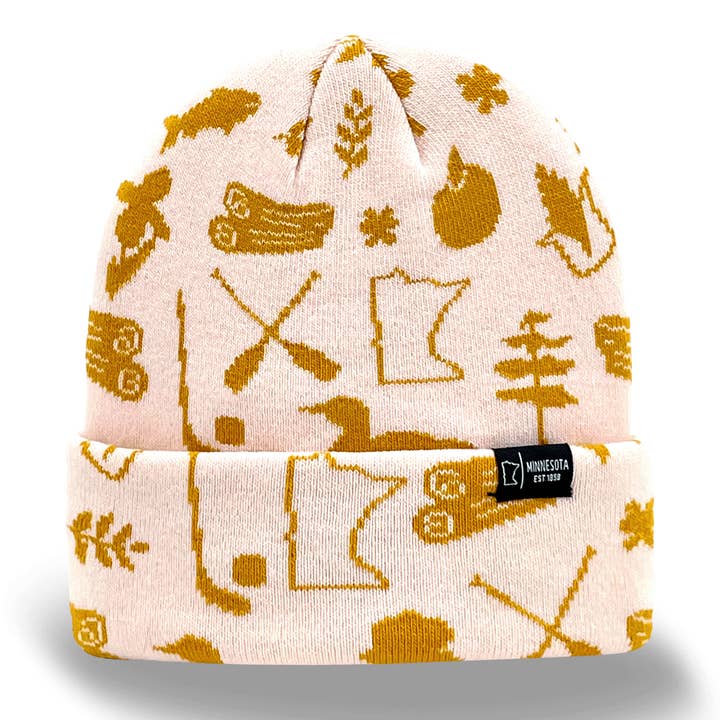 Berretto a Maglia con Icone dello Stato del Minnesota per Viaggi, Escursioni, Avventure all'Aperto Souvenir Regalo per la vendita all'ingrosso da parte di Northern Icons Creations INC