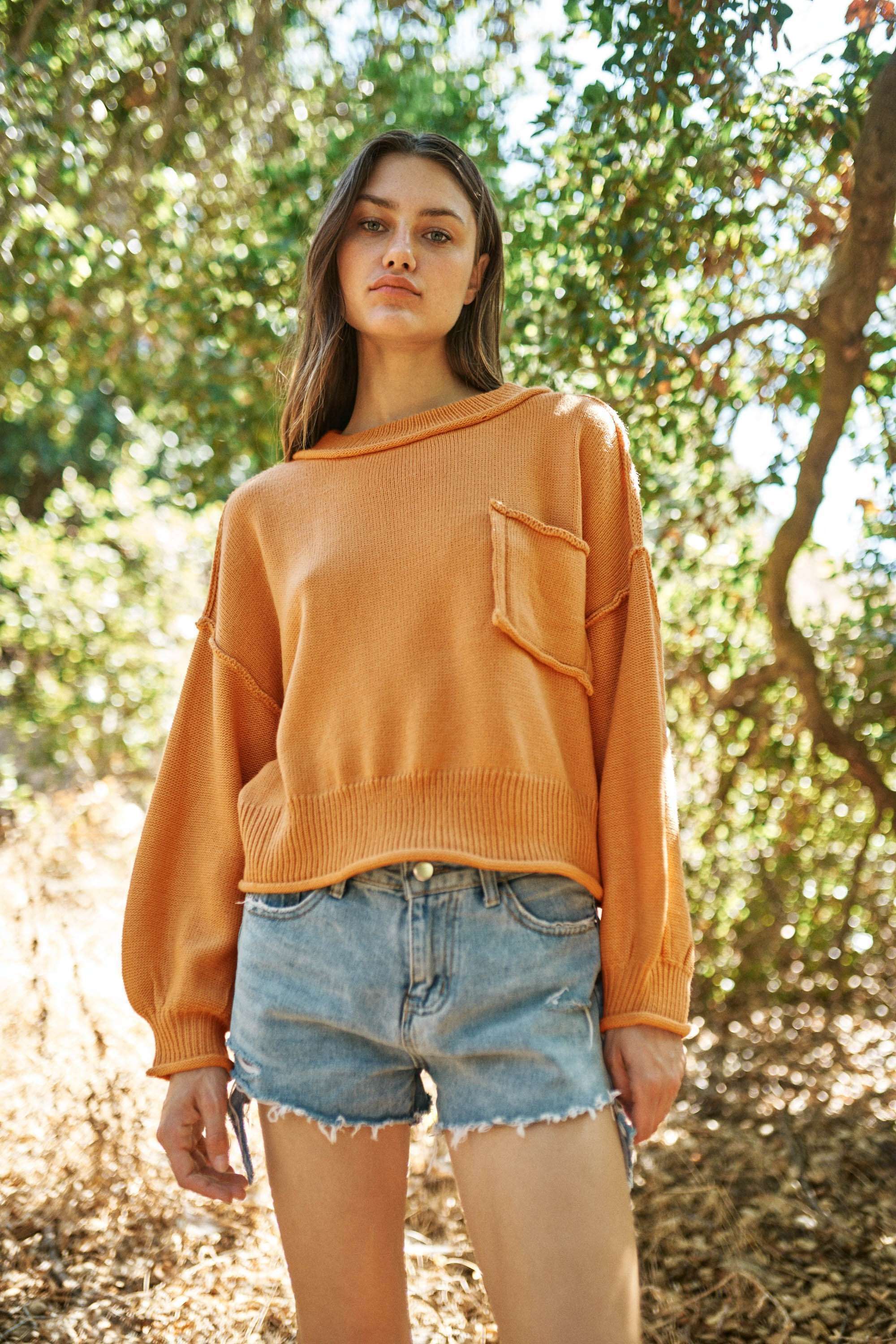 Tan Round Neck Sweater for wholesale on Faire2