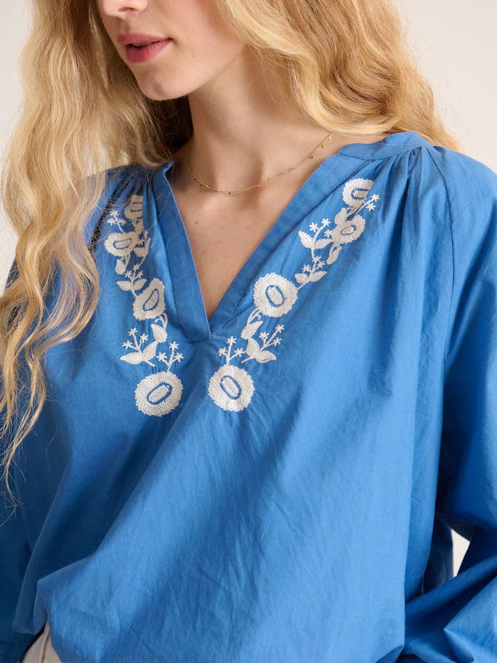 Blue Embroidered blouse - VERA for wholesale on Faire