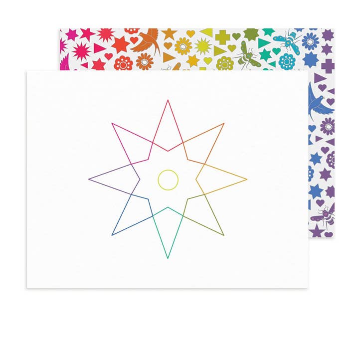 Rainbow Star Linework Card - uppsättning av 8 för wholesale av Alison Glass
