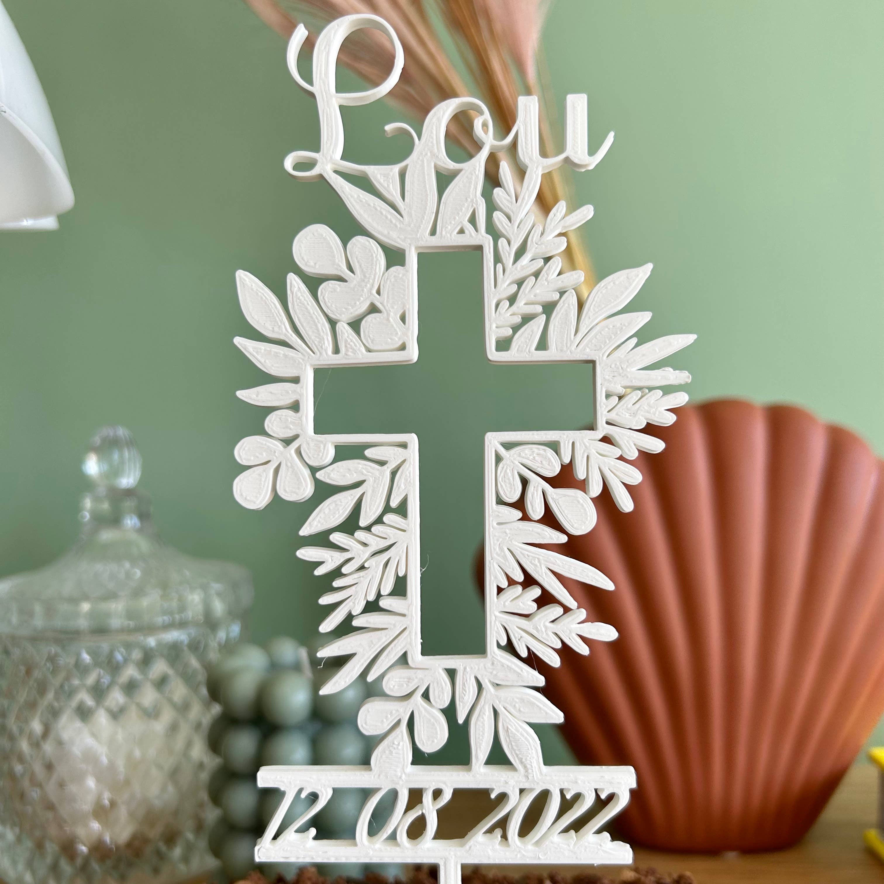 3Dpiecedesign – wholesale Cake/cupcake topper – Personalised christening cake decoration, cake topper3