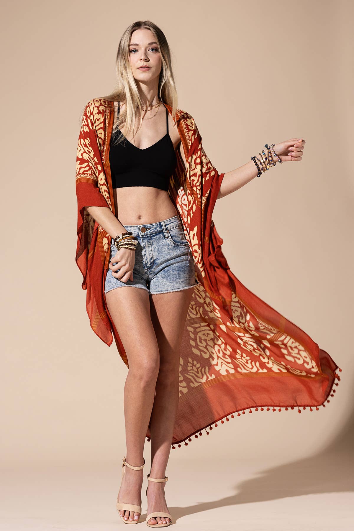 Urbanista – wholesale Kimono – Women's – Damask Print Kimono with Sleeves4