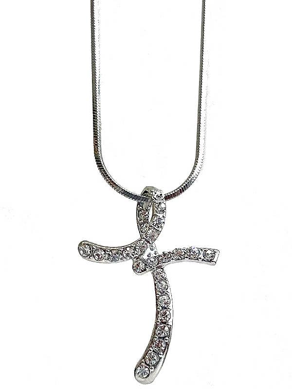 ( C249 ) CRYSTAL CROSS PENDANT NECKLACE for wholesale by Jewelry Max