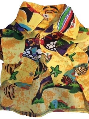 Hawaii Print Shirt Yellow for wholesale by Canine Brands