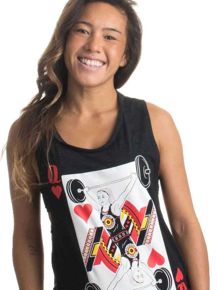 Queen of Squats | Workout Athletic Gym Lifting Women's Flowy Muscle Tank Top for wholesale by Ann Arbor Tees