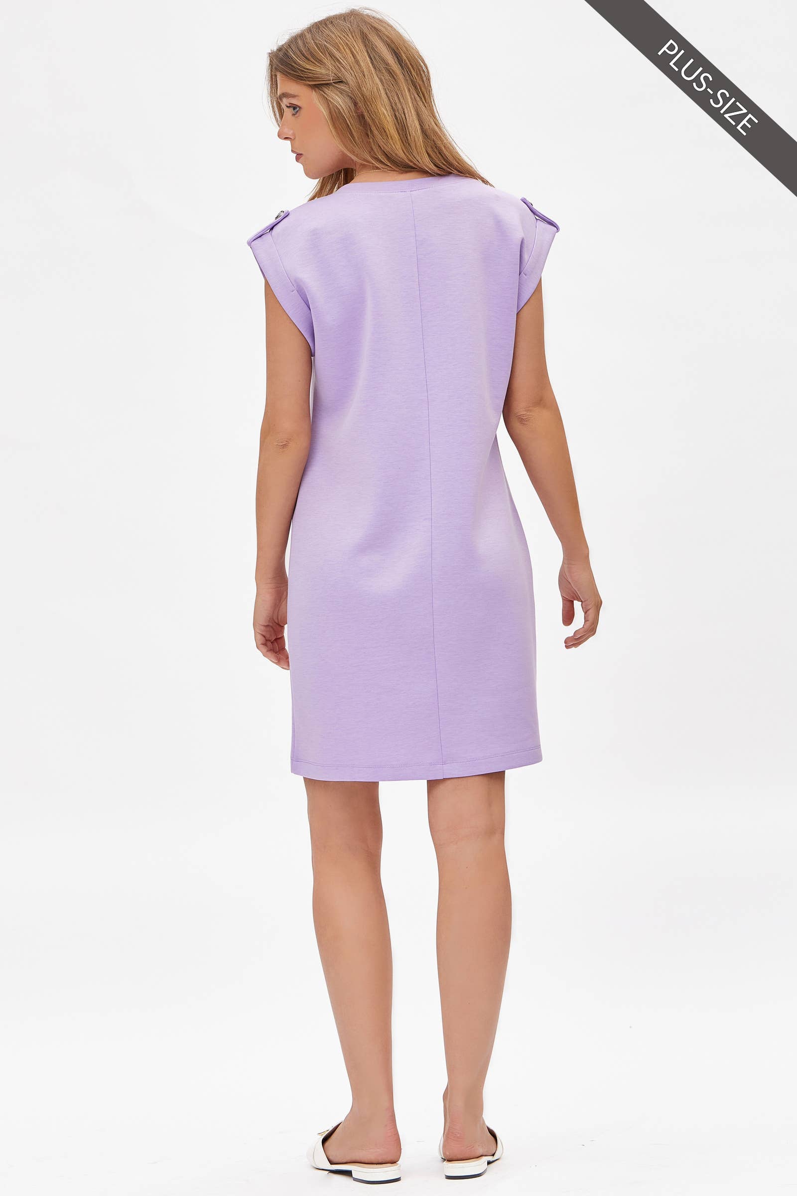 Dear Scarlett – Großhandel Kleid – Damen – Plus-Size A-Linien-Kleid aus Scuba Modal mit Kappärmeln TRV-RETREATP21