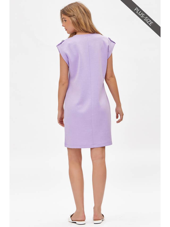 Dear Scarlett – Großhandel Kleid – Damen – Plus-Size A-Linien-Kleid aus Scuba Modal mit Kappärmeln TRV-RETREATP21