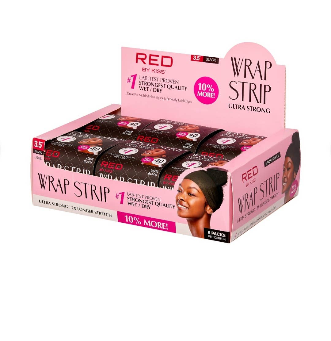 Majestic Wholesale - Wholesale Hair Accessories Set - Women's - KISS Red Wrap Strips Black or White 3.5" – 6pk Display