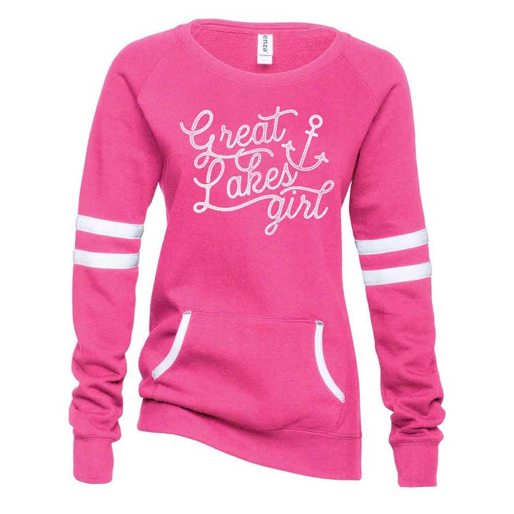 Great Lakes Girl - Ladies' Varsity Pullover for wholesale by Live Love Michigan