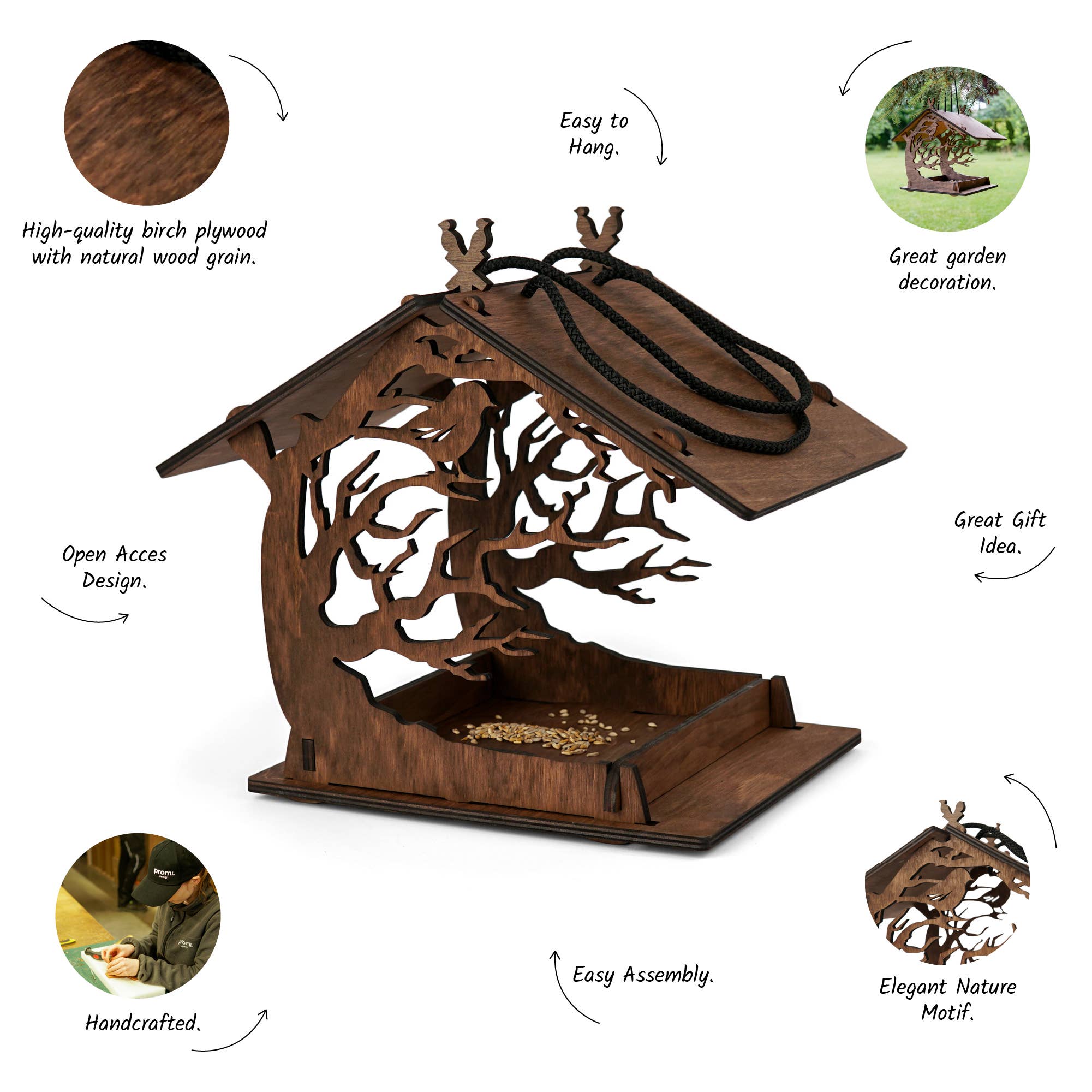 PromiDesign - Wholesale Bird Feeder - Wooden bird feeder "Sitting Bird"12