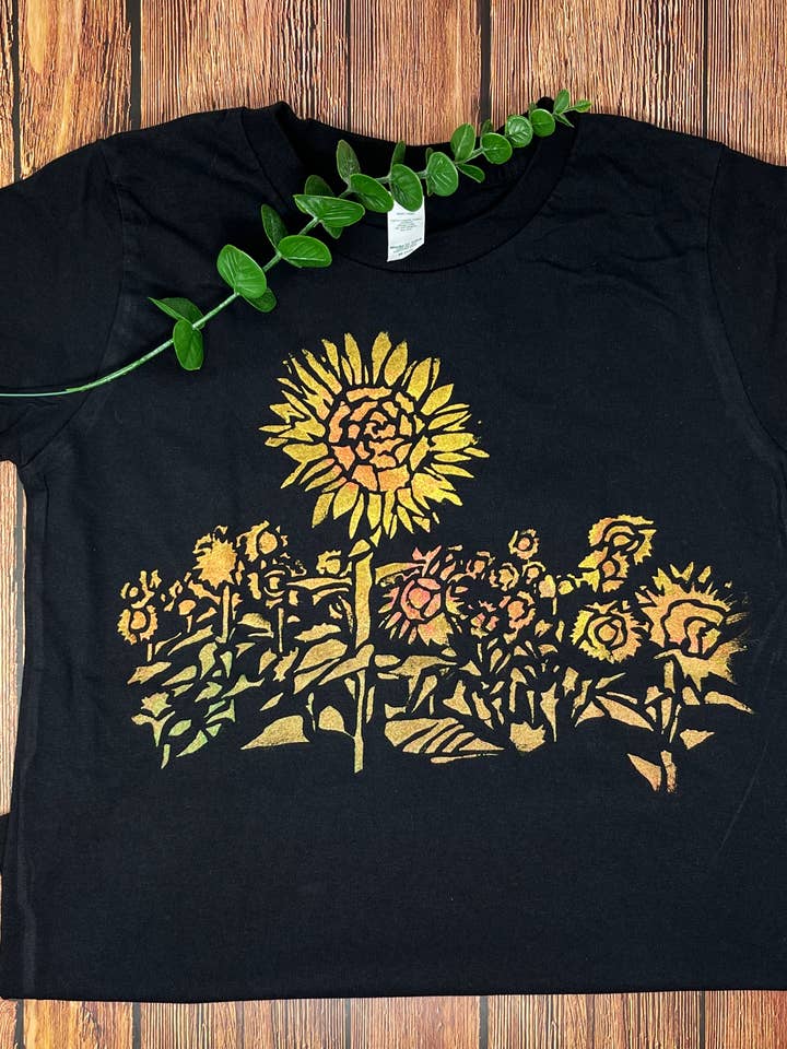 Sunflower Hand Painted Organic Cotton Youth Tee for wholesale by Third Wolf Designs