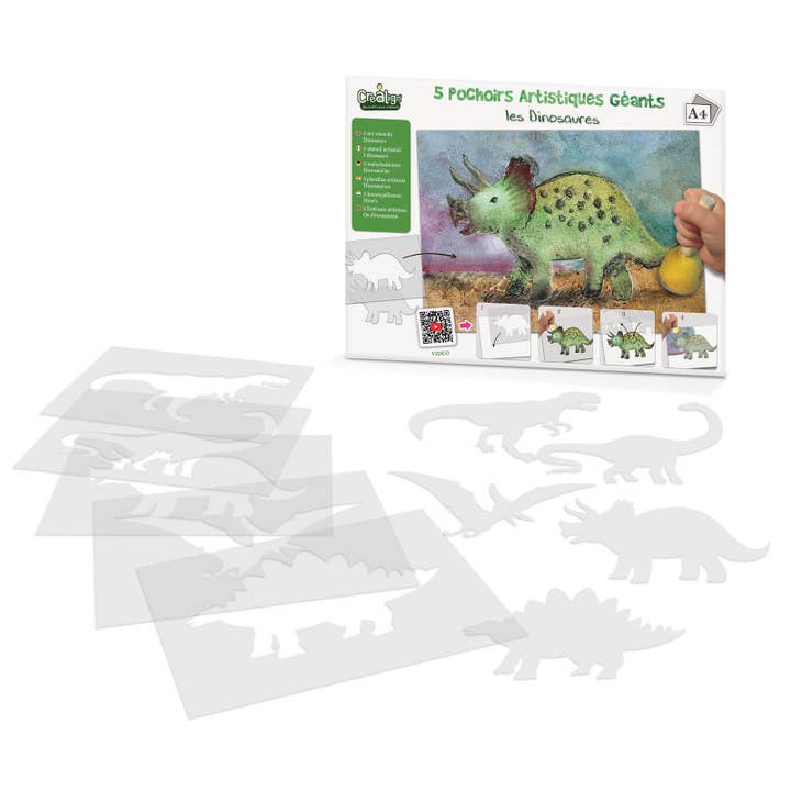 Créa Lign' - Wholesale Art Set - Kids & Baby - Giant artistic stencils “The dinosaurs”