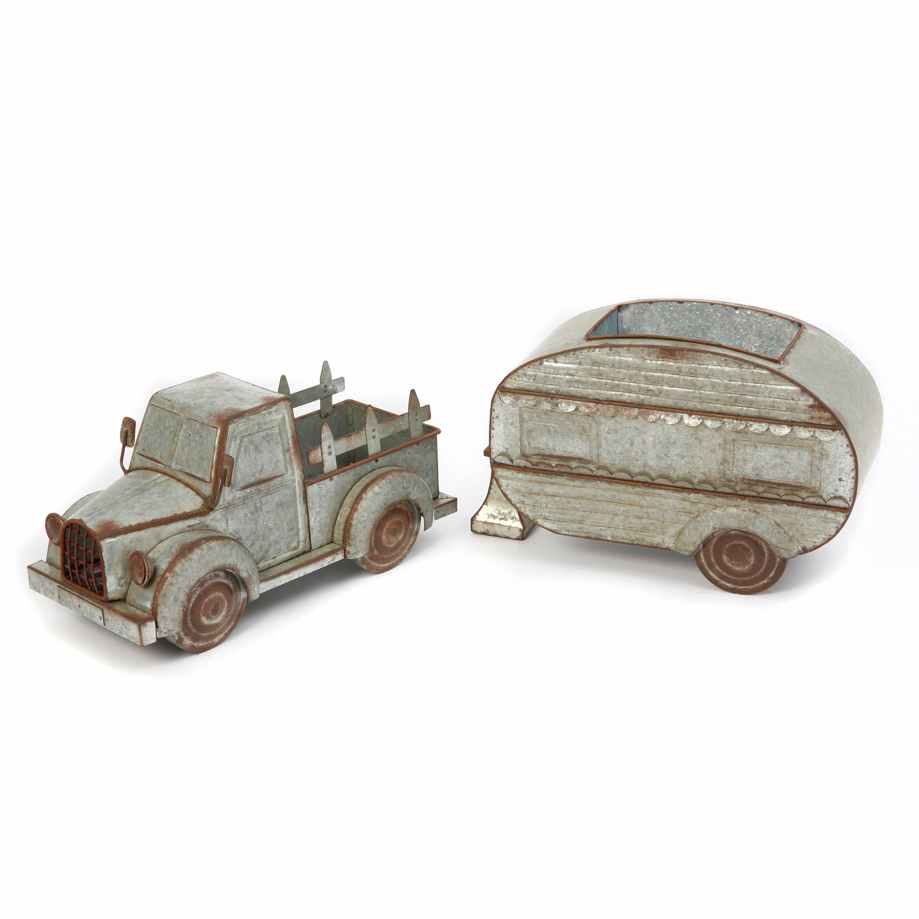 The Gerson Companies - Wholesale Plant Pot - Discount 14"L Galvanized Metal Camper &1